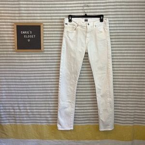 Citizens of Humanity White Agnes Mid-Rise Slim Straight Jeans